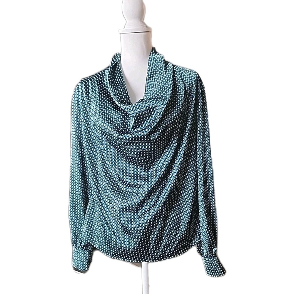 Love & Piece Collective Blouse Womens Large Teal Green Classic Career‎ Chic Fall